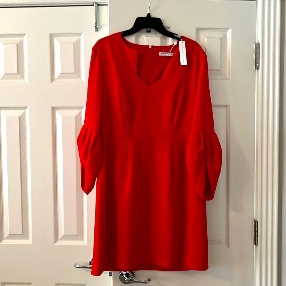 Red neck cut out dress